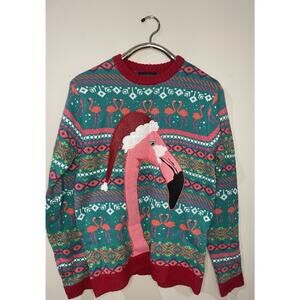 Christmas Sweater Flamingo Ugly Christmas Sweater Men's Medium